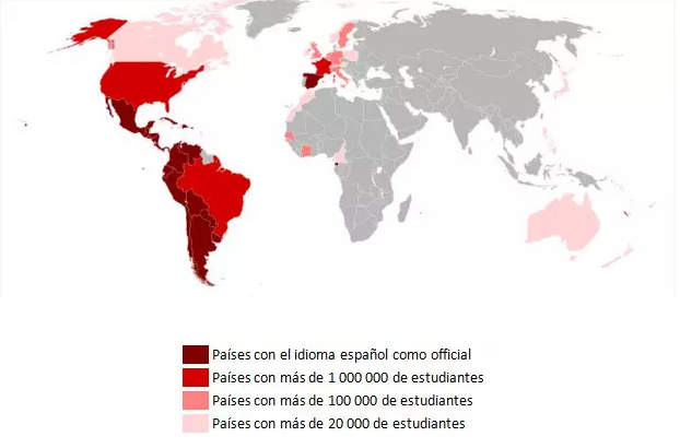 哪些国家说西班牙语_西班牙语国家地图